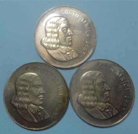 Republic of South Africa: Silver Proof English R1 of 1965 (Three available)