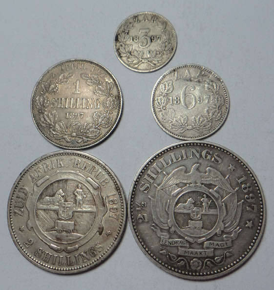 Paul Kruger ZAR: Complete Set of Silver Coins of 1897 (3 Sets available)