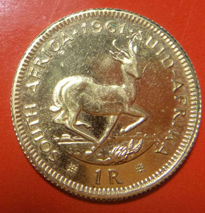 Republic of South Africa: GOLD R1 of 1961 (Our first R1 coin)