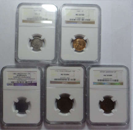 Collection of Five NGC Graded World Coins