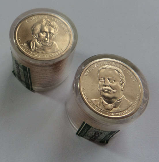 United States of America: Two Rolls of Uncirculated Dollars honoring past Presidents