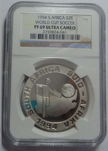 Republic of South Africa: Silver R2 of 1994 (World Cup Soccer) NGC PF 69 Ultra Cameo
