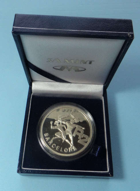 Republic of South Africa: Boxed Proof Silver R2 Crown of 1992 (Barcelona)