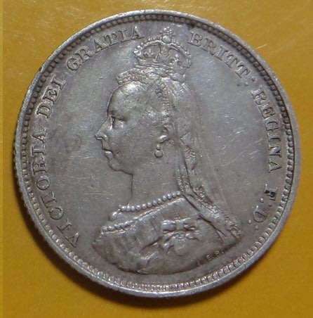 Great Britain: Queen Victoria Jubilee: Silver Shilling of 1887