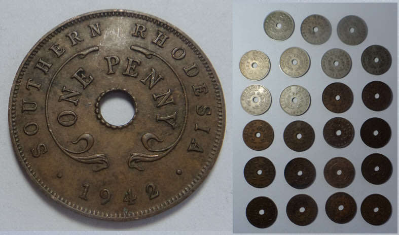 Southern Rhodesia: Complete Set of Pennies (1934  1963 bar only 2 dates)
