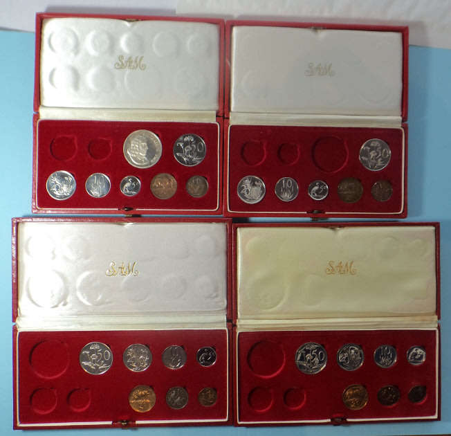 Republic of South Africa: Four Short Proof Sets (1968, 1969, 1976 and 1980)