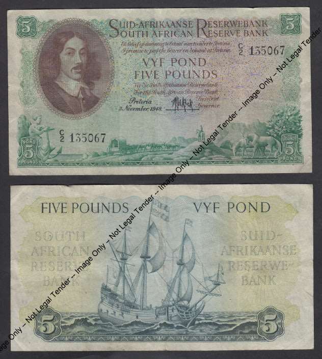 Union of South Africa: Vyf Pond // Five Pounds, 3 November 1948