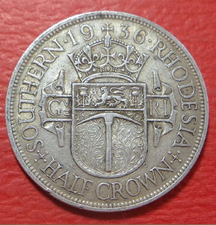 Southern Rhodesia: King George V, Sterling Silver Half-Crown of 1936