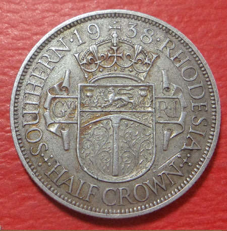 Southern Rhodesia: King George VI, Sterling Silver Half-Crown of 1938
