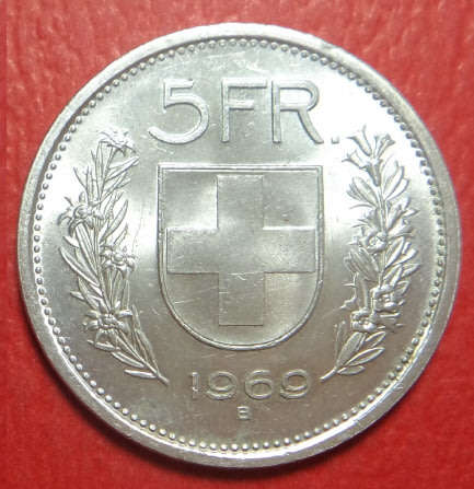Switzerland: Silver 5-Franc of 1969