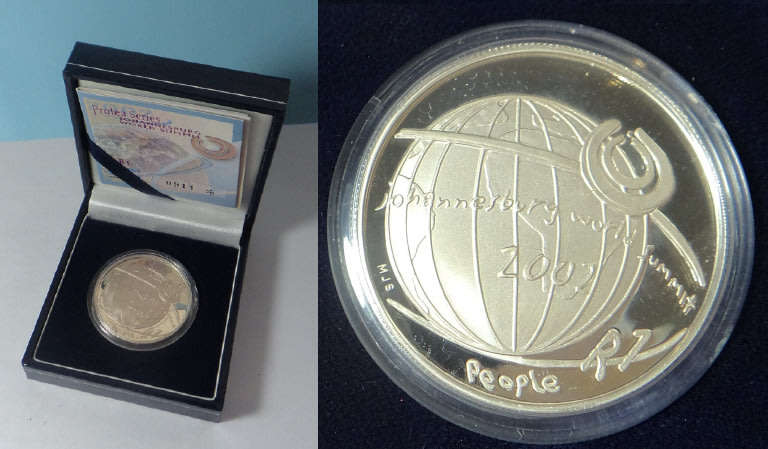 Republic of South Africa: Proof Silver R1 of 2002 (JHB World Summit)