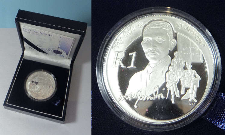 Republic of South Africa: Proof Silver R1 of 2008 (Mahatma Gandhi)