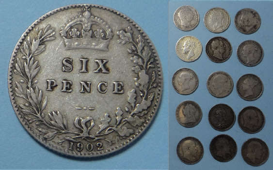 Great Britain, Collection of 15 SILVER Sixpences from pre-Victorian to Edward VII