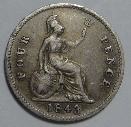 Great Britain: Queen Victoria, Silver 4-Pence of 1843
