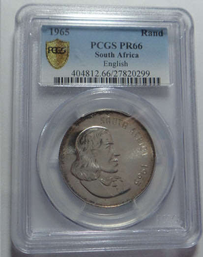 Republic of South Africa: Silver R1 of 1965 (Eng.) PCGS PR66