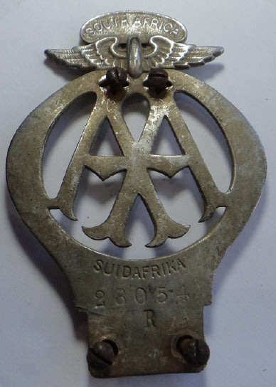 Vintage South African AA Badge (Number 28054 R)