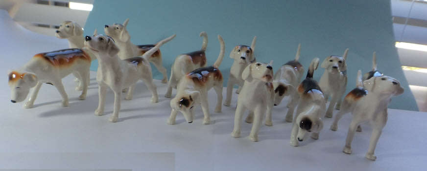Collection of Beswick Ceramic Foxhounds (bid per item to take all 13)
