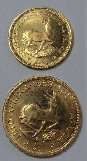 Union of South Africa: GOLD Proof Half & One Pound of 1952