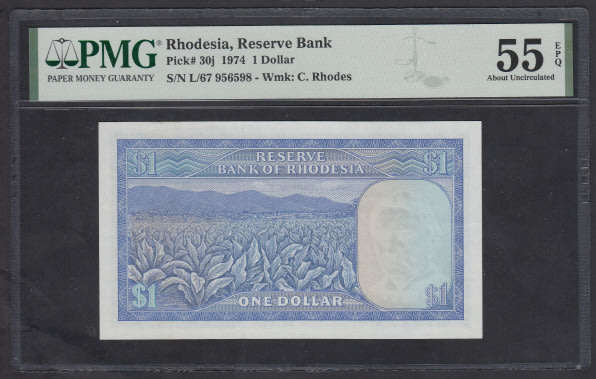 Rhodesia: One Dollar 2 September 1974 (PMG 55 About Uncirculated)