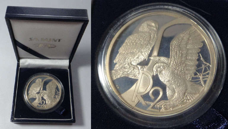 Republic of South Africa: Proof Silver R2 Crown of 2003 (Eagles)