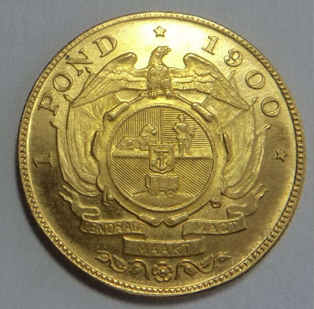 Paul Kruger ZAR, Restruck GOLD POND dated 1900