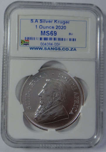 Rep. of South Africa, Silver 1 OZ Krugerrand 2020: Sangs graded MS69