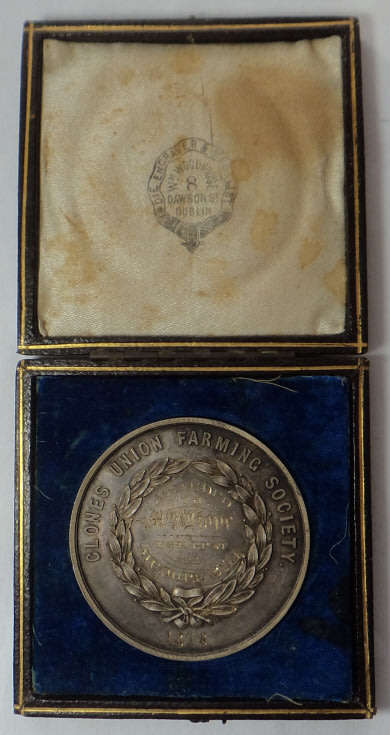 Clones Union Farming Society Silver Medal awarded in 1878