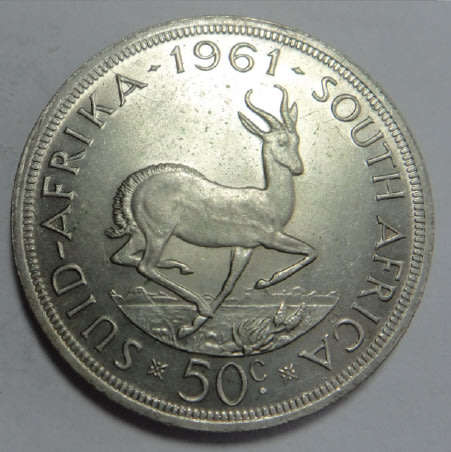 Republic of South Africa: Silver Crown (Silver 50c) of 1961