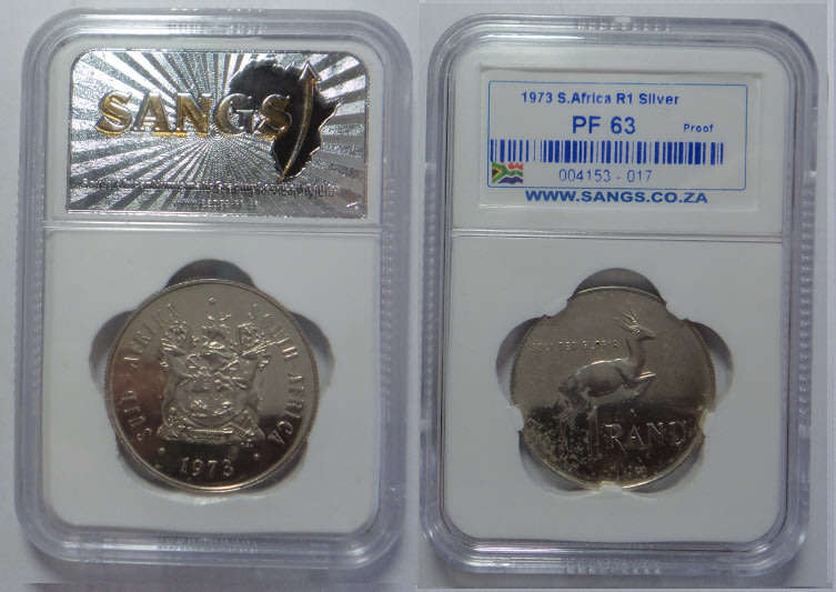 Republic of South Africa: Silver R1 of 1973, Sangs graded PF 63