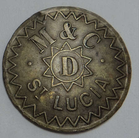 St Lucia, Minvielle & Chastanet Coaling Token (1870-85) Rare