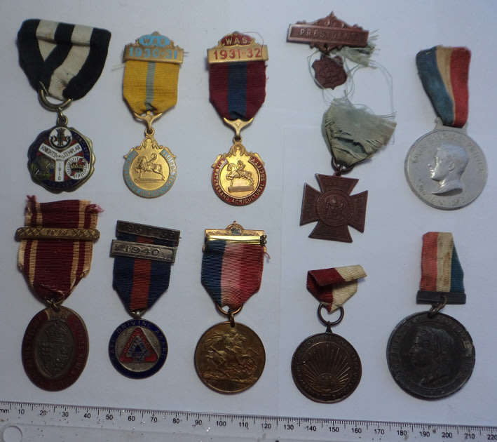 Collection of 10 Medals with ribbons from Victorian times onwards