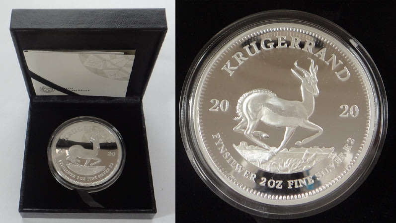 Republic of South Africa: 2 Oz Proof Fine-Silver Krugerrand of 2020