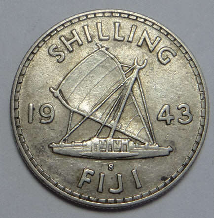 Fiji, King George VI, Silver Shilling of 1943