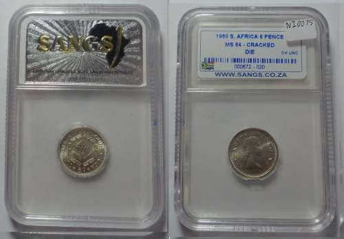 Union of South Africa: Sixpence of 1960: Sangs graded MS 64