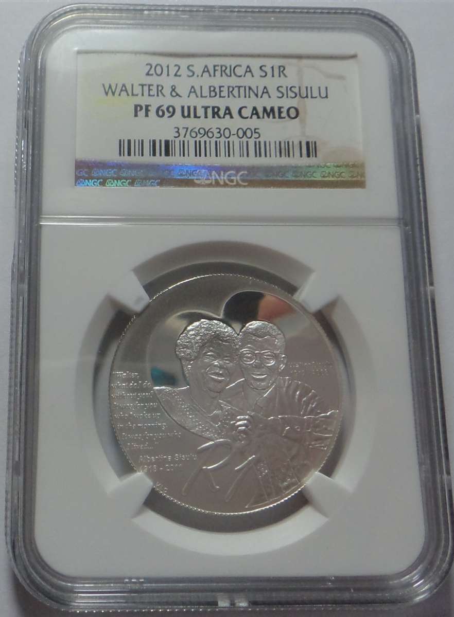 Rep. of S. Africa: Silver R1 of 2012 (Sisulus) NGC graded PF 69 Ultra Cameo