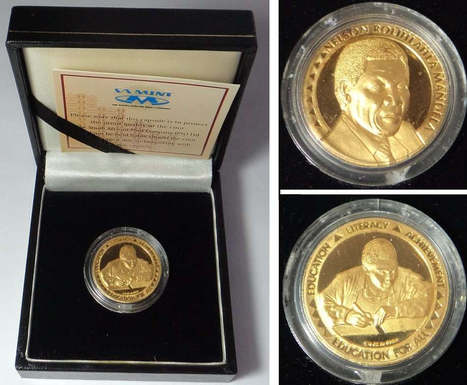 Republic of South Africa: GOLD 1/4 Oz Mandela Education for All 1995