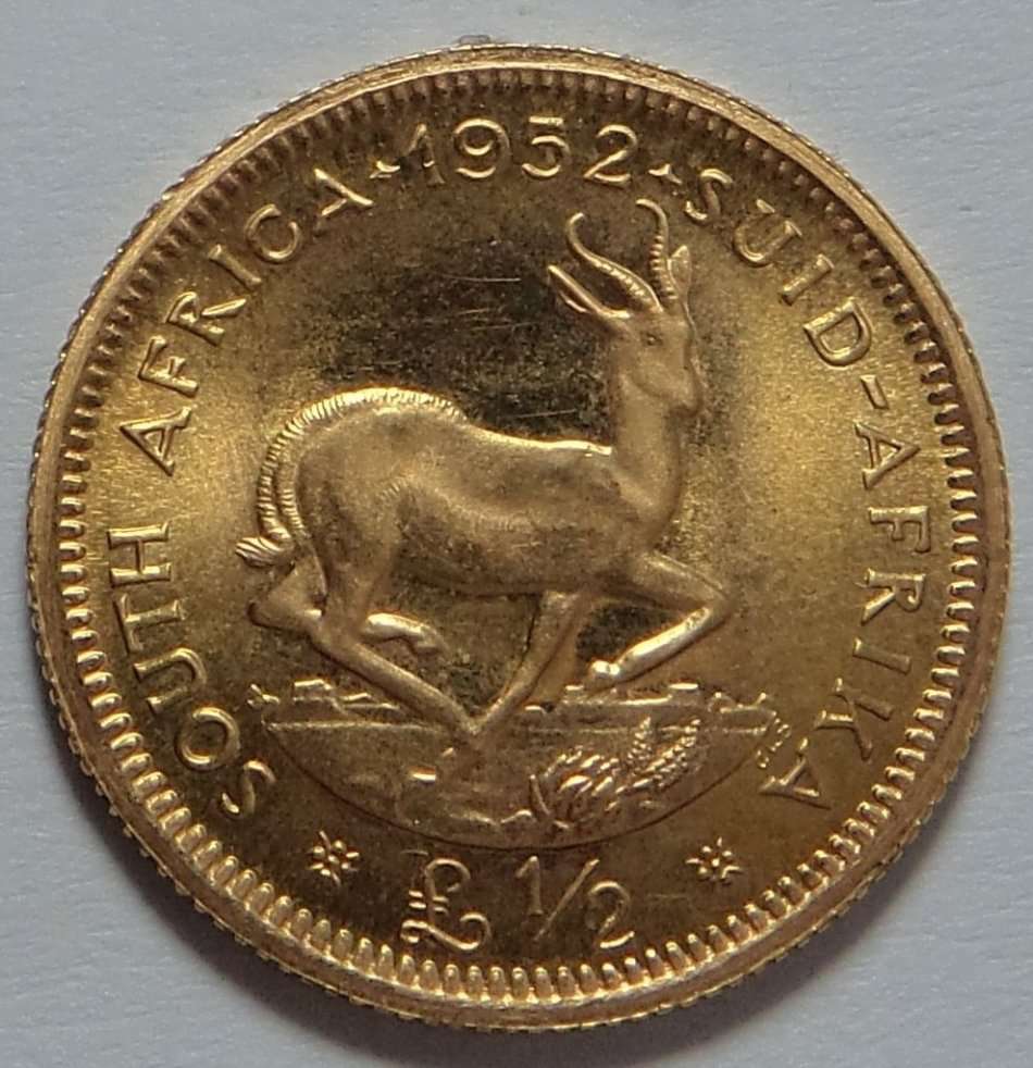 Union of South Africa: GOLD Proof Half Pound of 1952