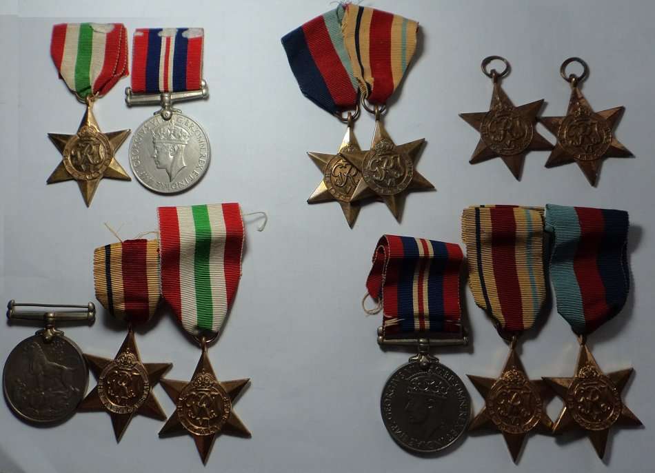 Five World War II Partial Medal Groups (All named)