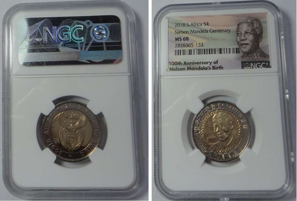 Republic of South Africa: Mandela Centenary R5 of 2018, NGC MS 68