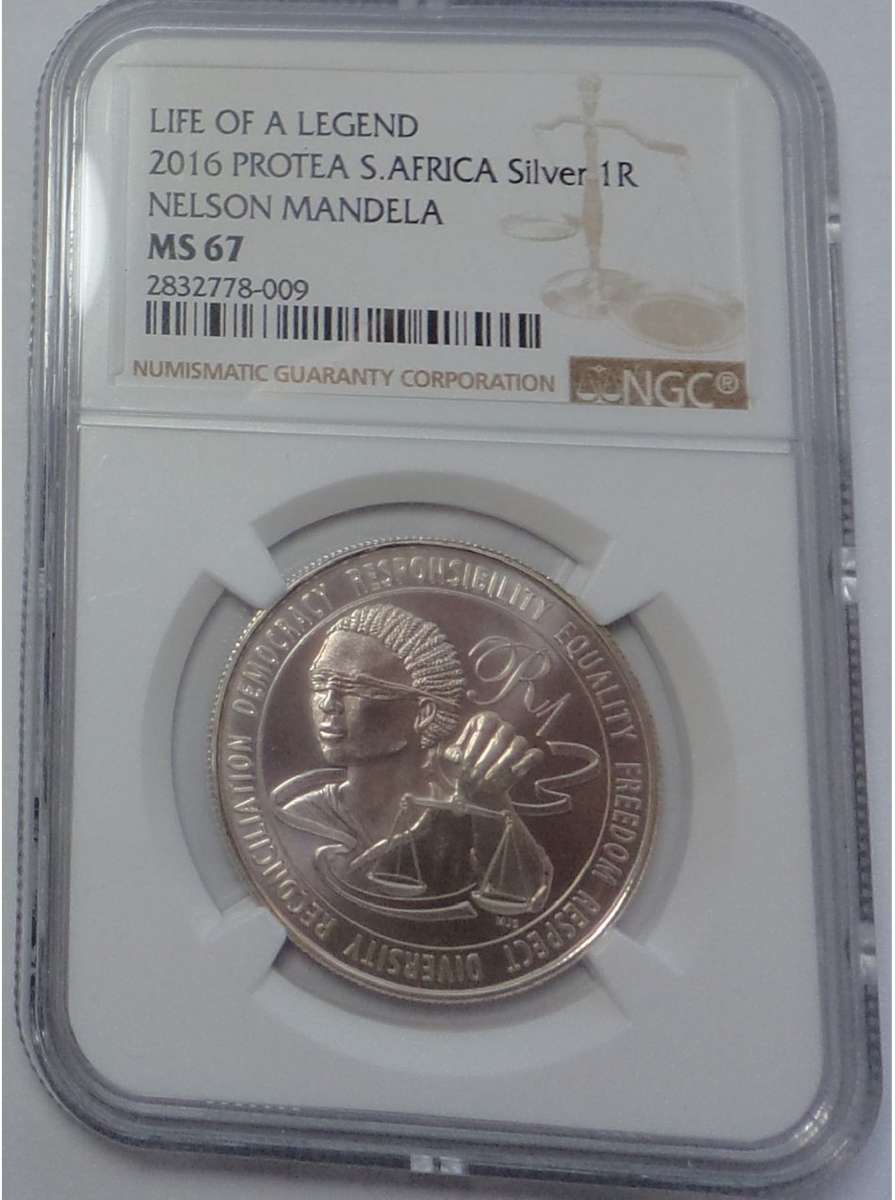 Republic of South Africa: Silver R1 of 2016 (Mandela, Life of a Legend) NGC MS 67