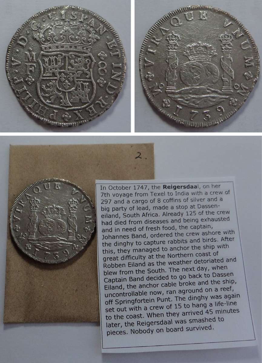 Spanish Mexican Silver Piece of Eight (8 Reales) of 1739 (Reigersdaal Shipwreck)