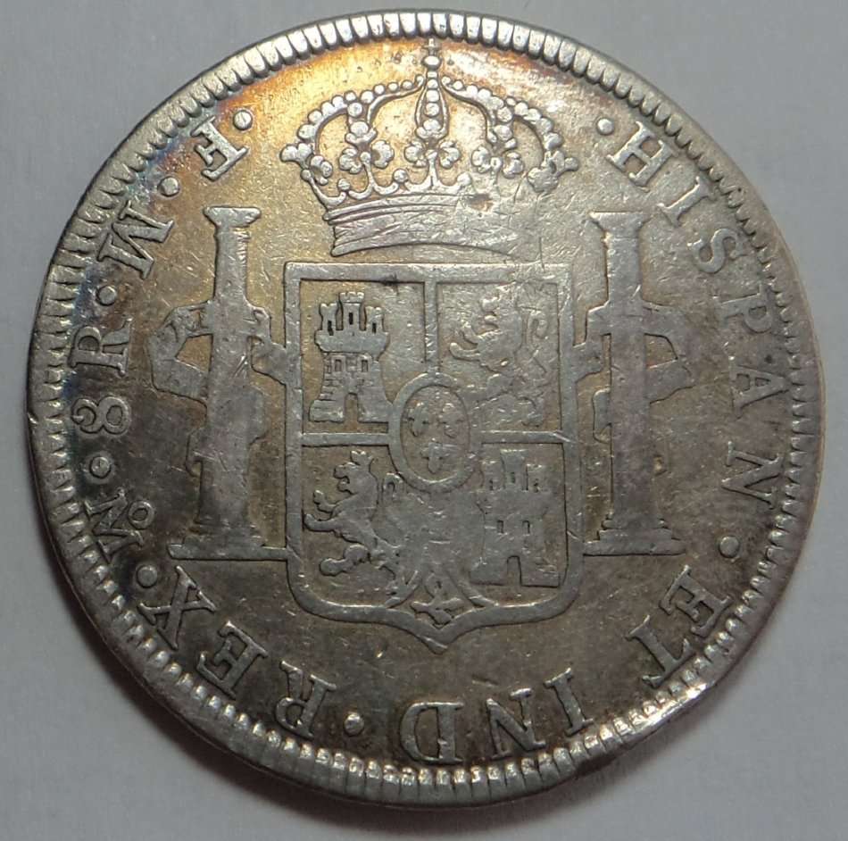 Spain: Carolus III Silver Piece of Eight (8 Reales) of 1772 (Error Coin F.M. inverted)