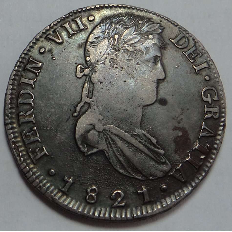 Spain: Ferdinand VII Silver Piece of Eight (8 Reales) of 1821