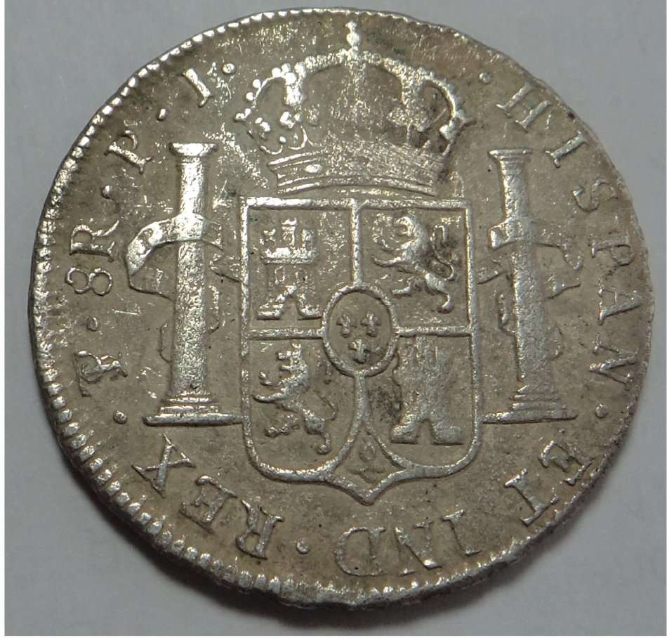 Spain: Ferdinand VII Silver Piece of Eight (8 Reales) of 1817 (Unknown Shipwreck)