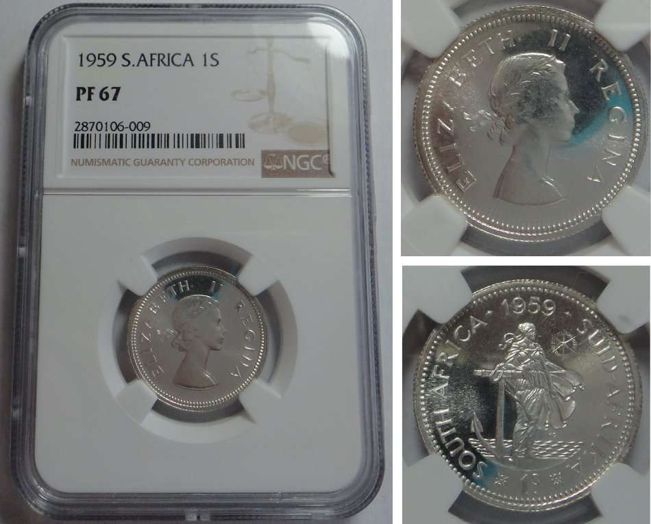 Union of South Africa: Shilling of 1959: NGC graded PF 67