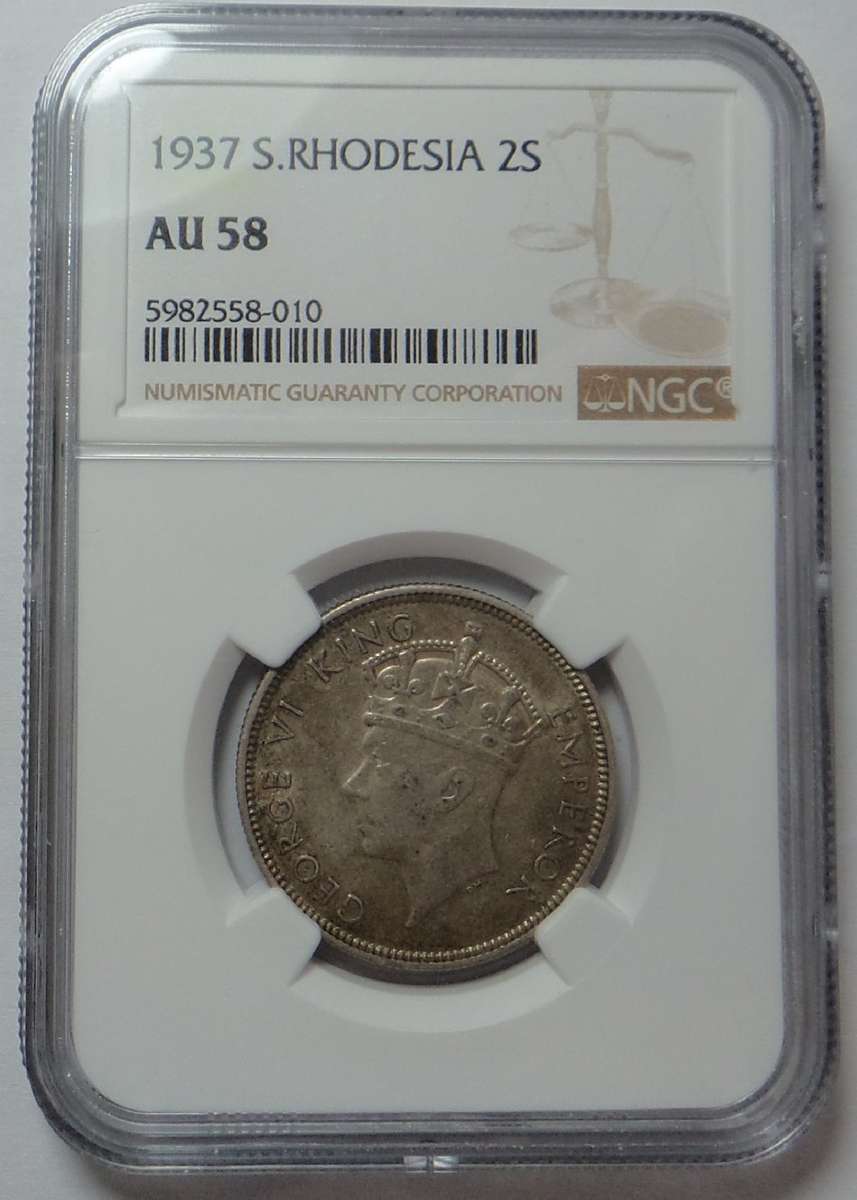 Southern Rhodesia: Two-Shillings of 1937: NGC graded AU 58