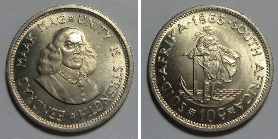 Republic of South Africa: Silver 10 Cent 1963 (UNC)