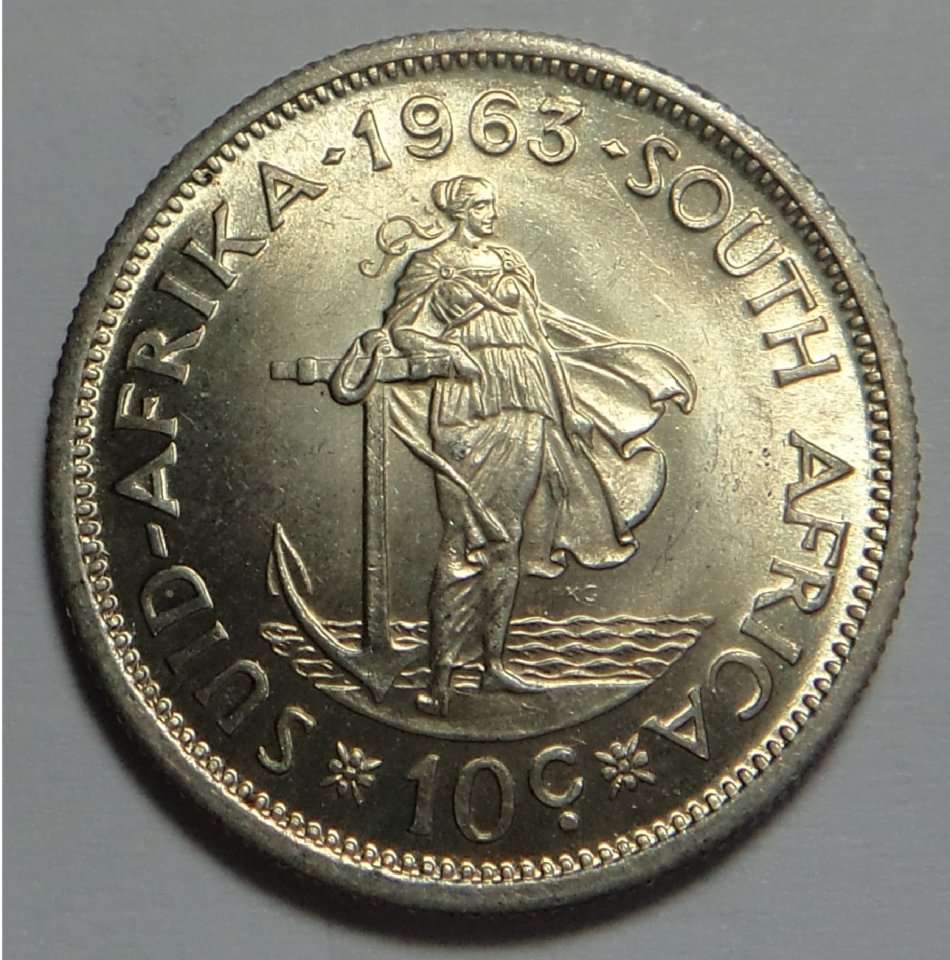 Republic of South Africa: Silver 10 Cent 1963 (UNC)