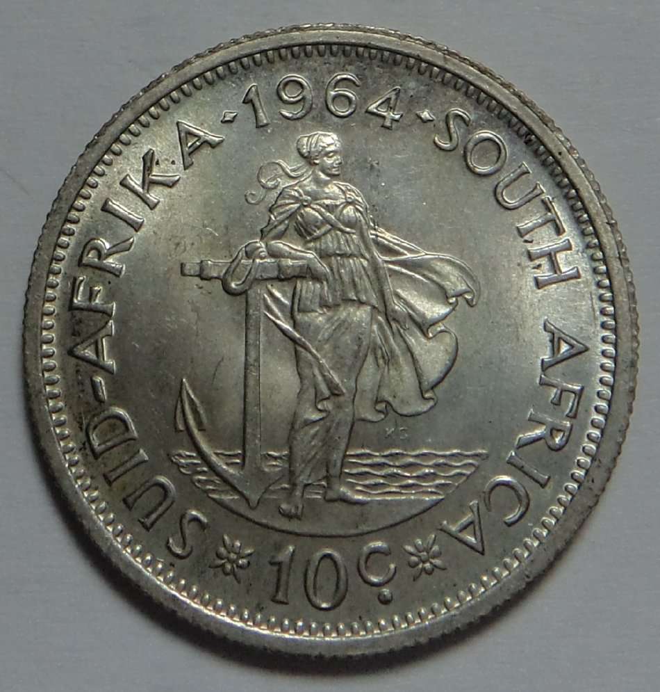 Republic of South Africa: Silver 10 Cent 1964 (UNC)