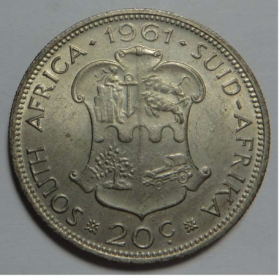 Republic of South Africa: Silver 20 Cent 1961 (UNC)